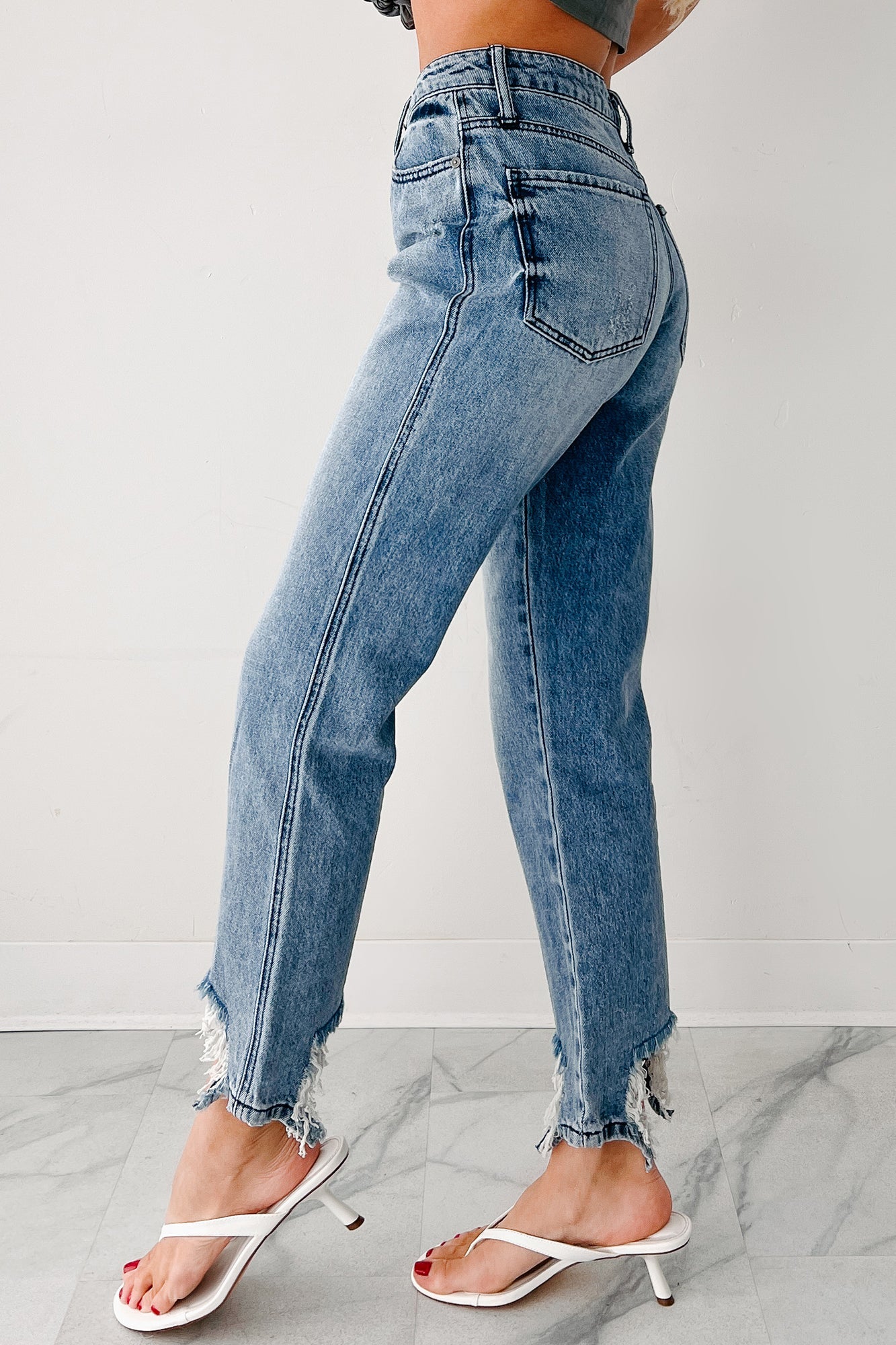 Rosanna Special A Distressed Hem Dad Jeans (Medium Light)