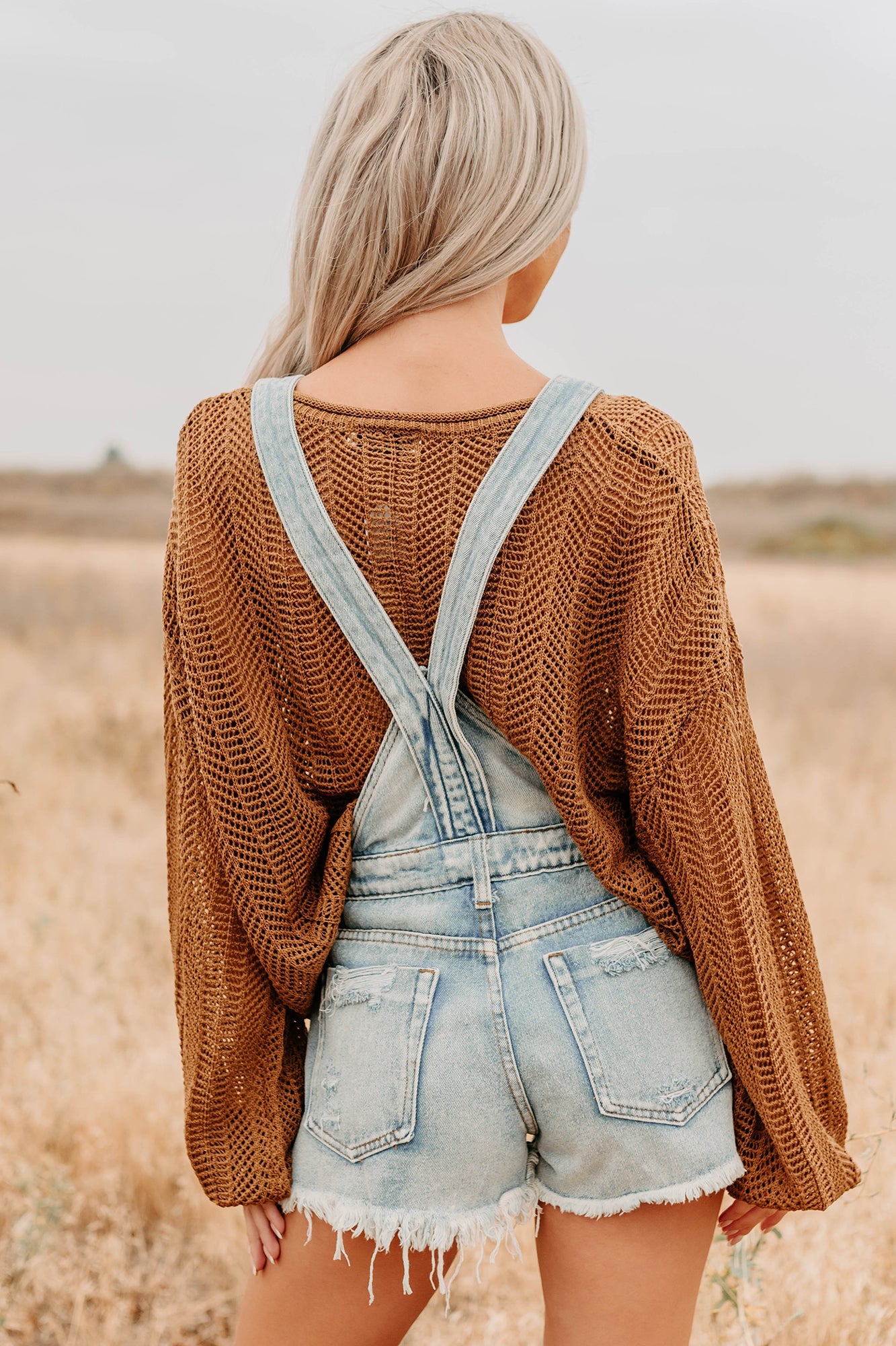 Lost On Purpose Distressed Signature 8 Overall Shorts (Light Denim)
