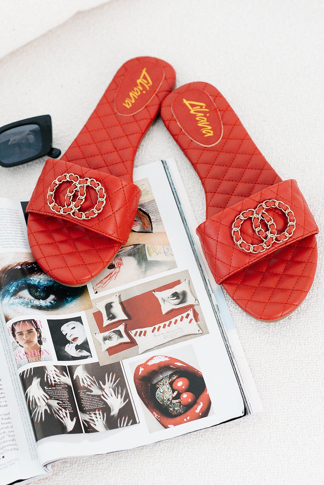 Own Your Elegance Quilted Leather Sandals (Red)